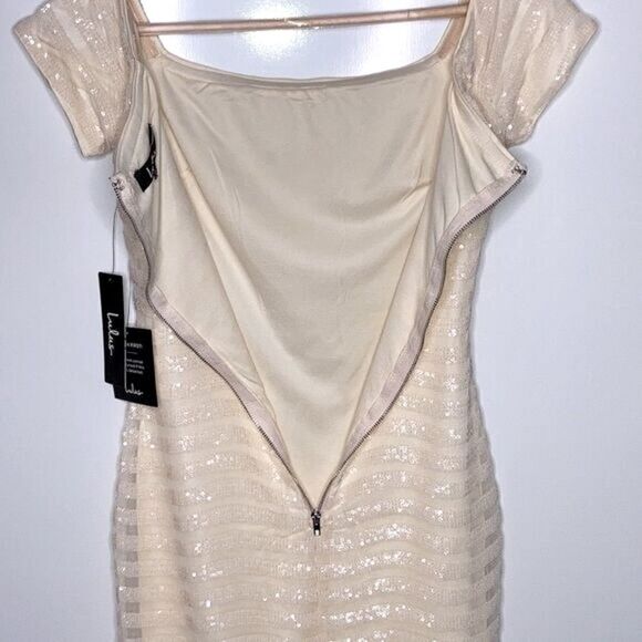 Lulus Dress Size XS Magical Moonlight
Cream Sequin Off-the-Shoulder - Picture 7 of 8